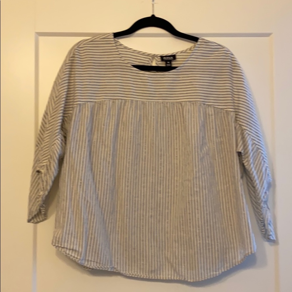 Lightweight blue and white striped top